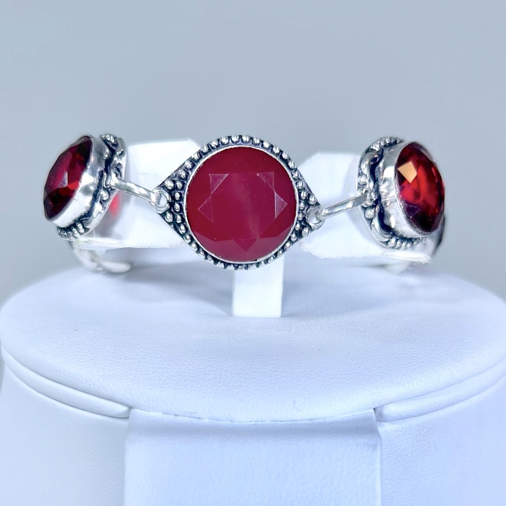 Garnet Ruby 925 Circles Bracelet